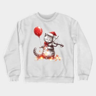 Cat Christmas violin Crewneck Sweatshirt